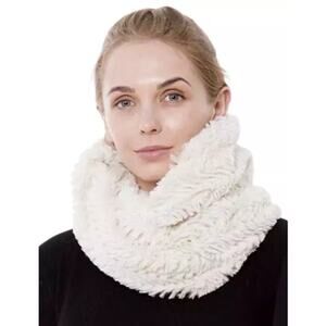Steve Madden Women's Faux-Fur Plush Infinity Scarf Ivory White One Size